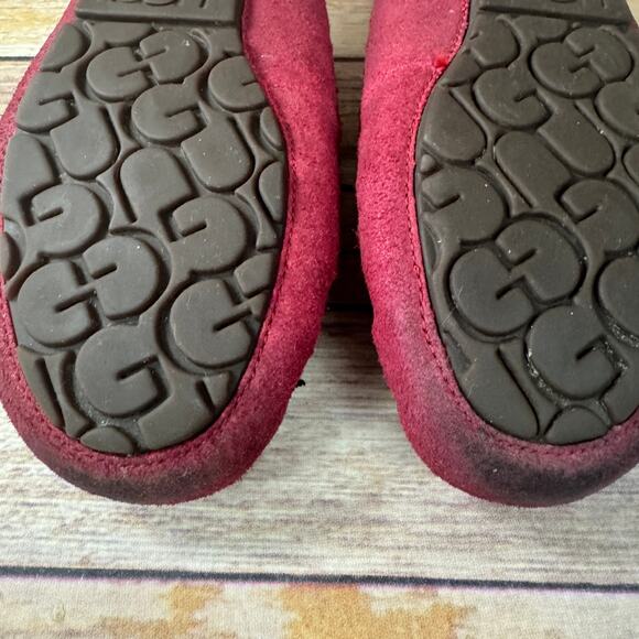 UGG Womens Metallic Glitter Red Ansley Moccasin Slippers Driving Shoes 7 - Picture 6 of 9